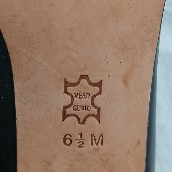 VTG Ann Marino 6 1/2 Black Leather Square-Toe 3" Heel Block Heel Classic - Picture 10 of 14